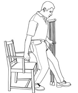asazirbaghal4 طریقه و اصول استفاده از عصا بعد از عمل جراحی با تصویر به همراه آموزش استفاده درست هنگام راه رفتن، نشستن، از پله بالا و پایین رفتن و سوار و پیاده ماشین توسط دکتر فوق تخصص زانو
